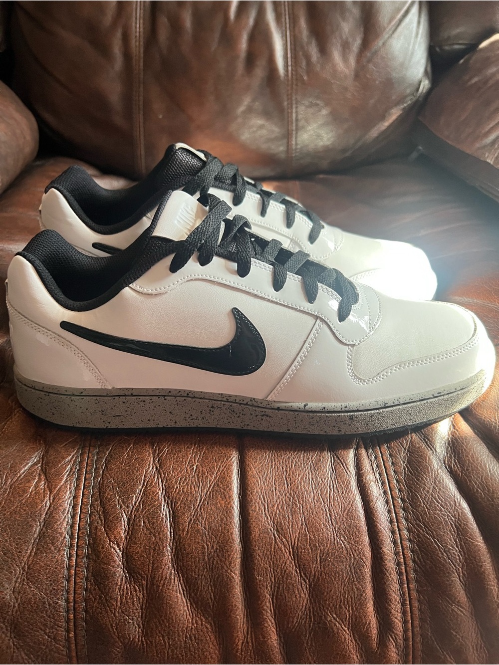 Nike Ebernon Men’s White Low-Top Sneakers with Black Swoosh